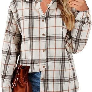 Classic Plaid Button Down Shirt - Cream and Black